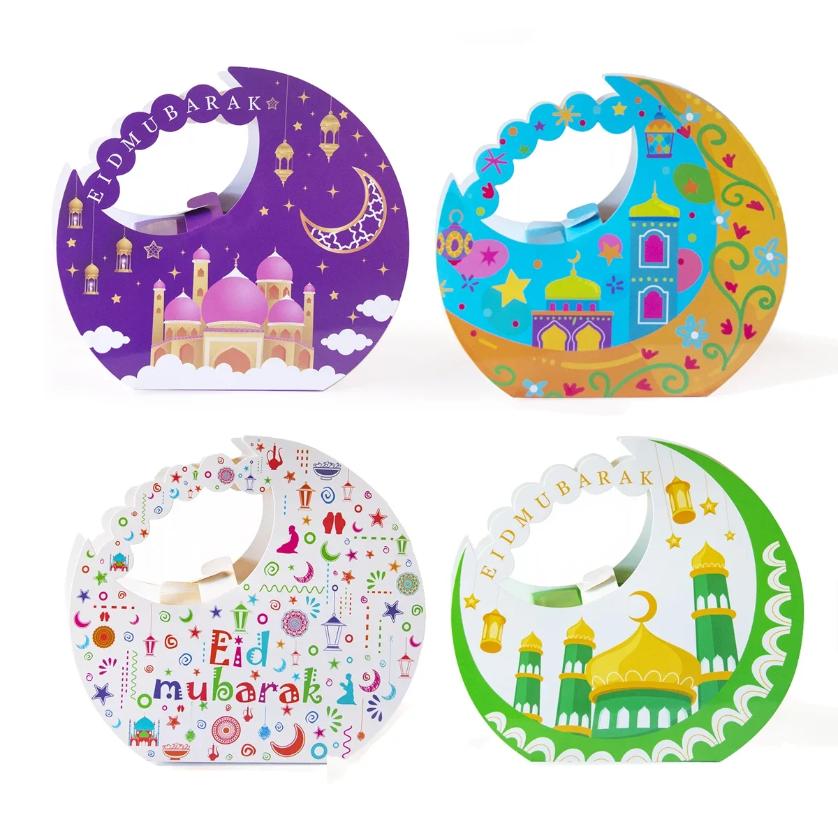 Eid Mubarak Mosque Moon Candy Cookie Boxes Ramadan Kareem Portable Gift Box Eid Party Favor Boxes Eid Al Fitr Packages