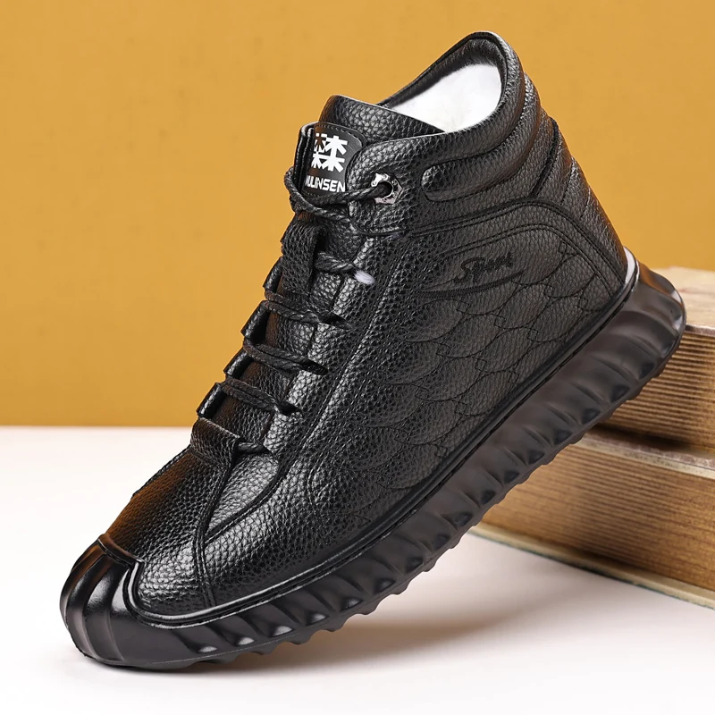 

Winter thick anti slip soft soled men's cotton shoes, wool snow boots, men's cold resistant and warm cotton boots