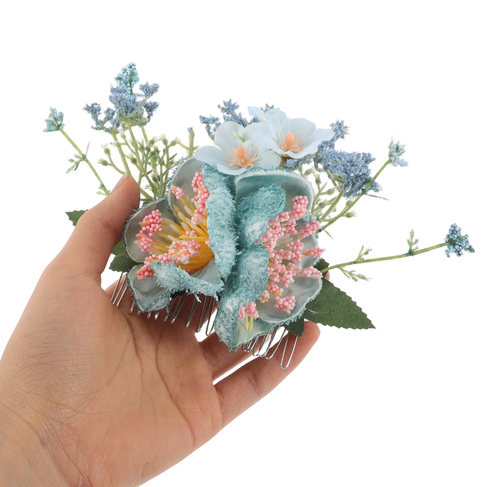 2Pcs Hawaiian Flower Hair Comb Artificial Tropical Barrette for Women Flower Girl Bridesmaid Floral Updo Hair Insert