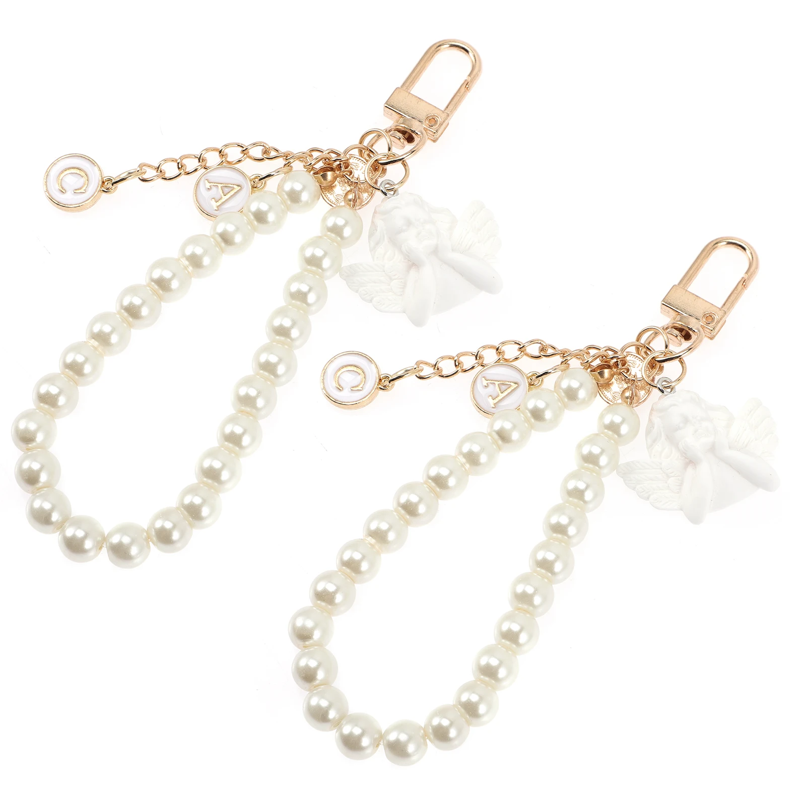

2Pcs Baroque Keychain Pearl Key Ring Pendant for Handbag Wallet Cellphone Decorative Keychains Accessories