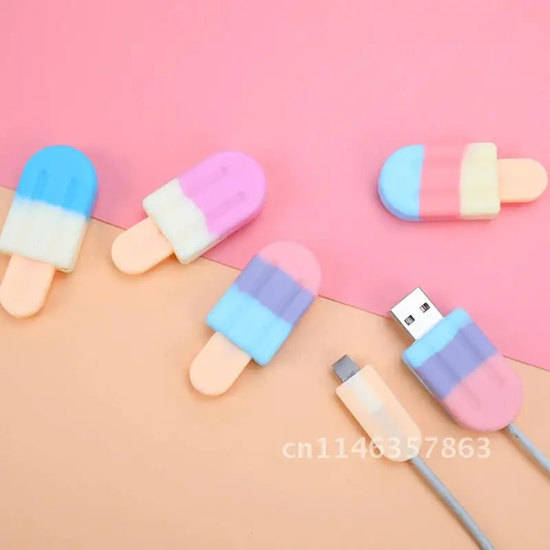 Cable Organizer Cute Silicone Ice Cream For Iphone Cable Protector De Cabo USB Chager Wire Holder For Android TYPE-C Cable