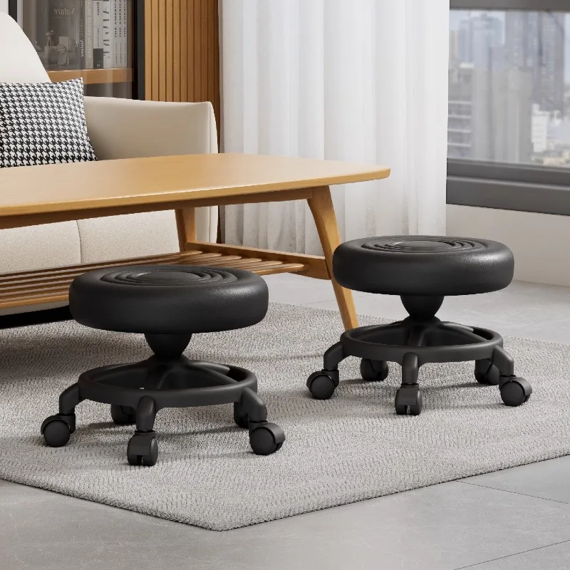 Modern Silent Swivel Chair Multifunctional Backrest Low Stool Mobile Entryway Footrest Compact Living Room Children's Chair