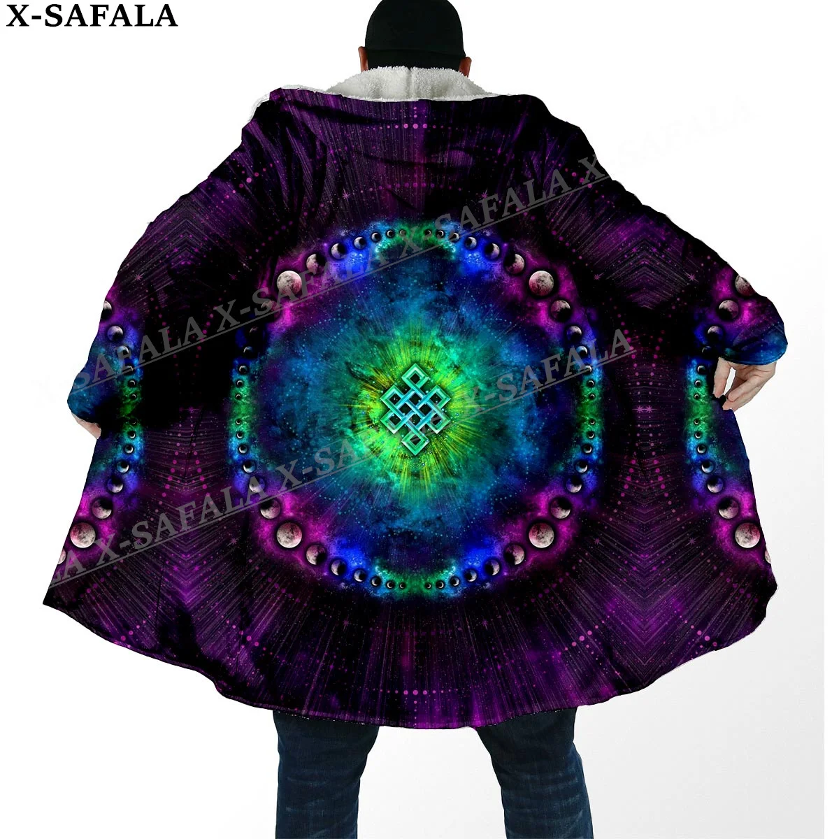 

Trippy Mandala Psychedelic Colorful Art Thick Warm Hooded Cloak Men Overcoat Coat Windproof Fleece Cape Robe Hooded Blanket-4