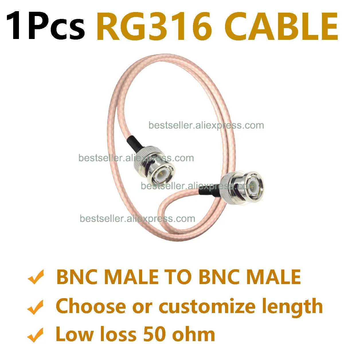 

1 шт. RG316 BNC Male to BNC Male RF коаксиальный соединительный кабель с косичкой 50 Ом Высококачественный соединительный провод для антенны Радио Испытательное оборудование