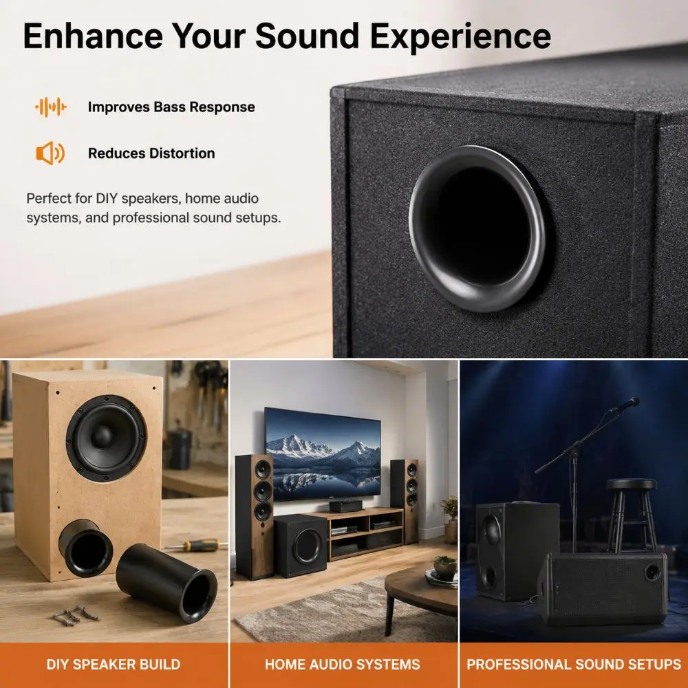 Speaker Vent Accessories Plastic Bass Reflex Tube Black DIY Speaker Port Tube Vent Pipe
