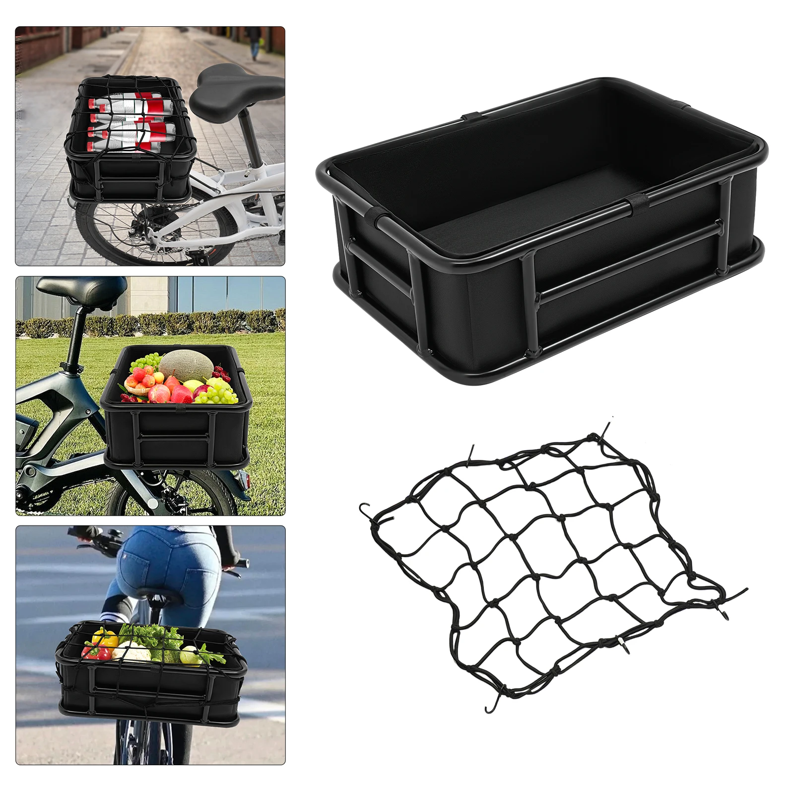 Cestino per bici da 17,95 * 12,6 * 5,91 pollici Portapacchi posteriore per bicicletta Cestini in