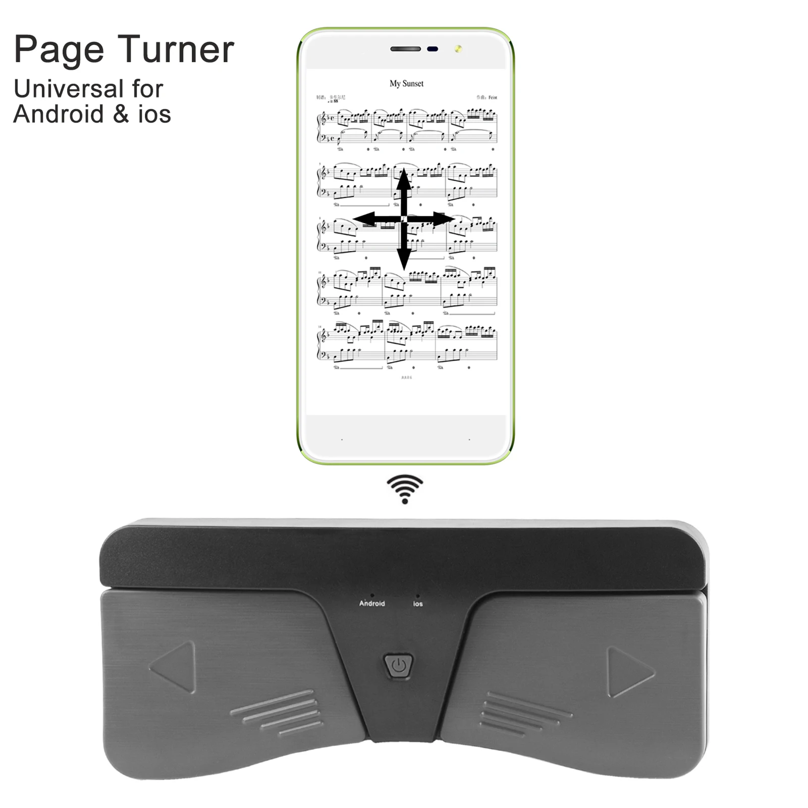 Intelligent Wireless BT Page Turner Pedal Compatible with iOS and Android Devices Smart Phones Tablets