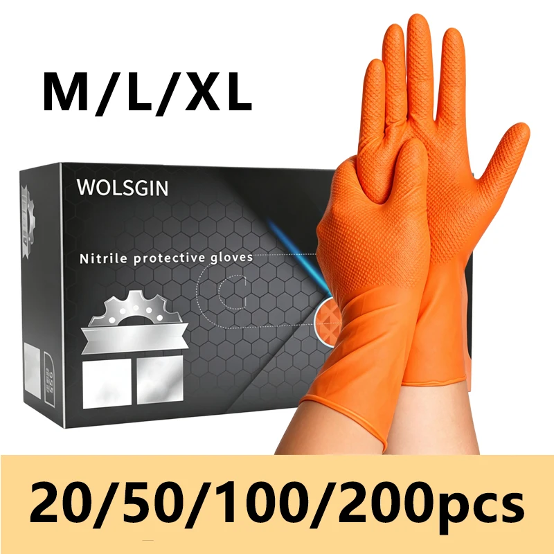 Disposable Nitrile Gloves for Automotive Repair Diamond-Textured Slip-Resistant and Thickened Multi-Purpose Protective Gloves