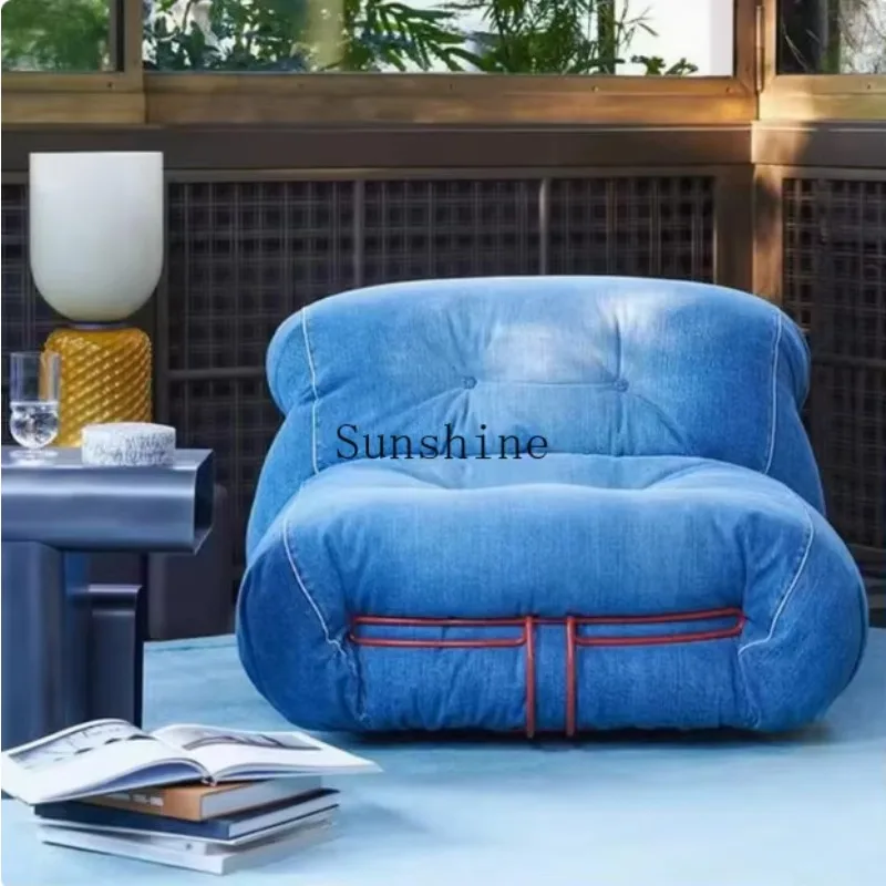 

Fabric sofa single medieval design, small apartment living room wabi sandy wind