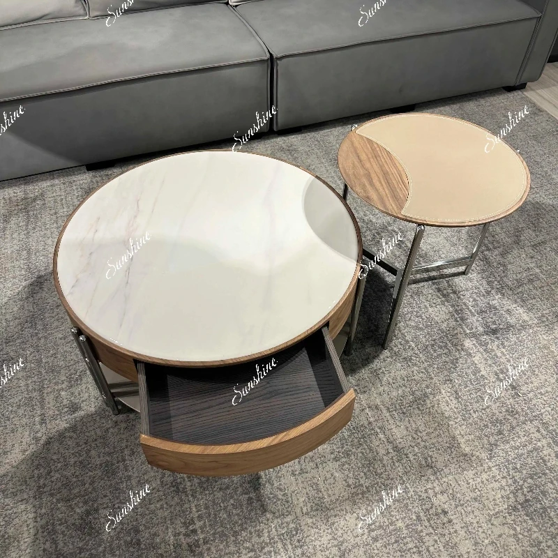 Modern simple retro microcrystalline stone coffee table living room premium locker  FT