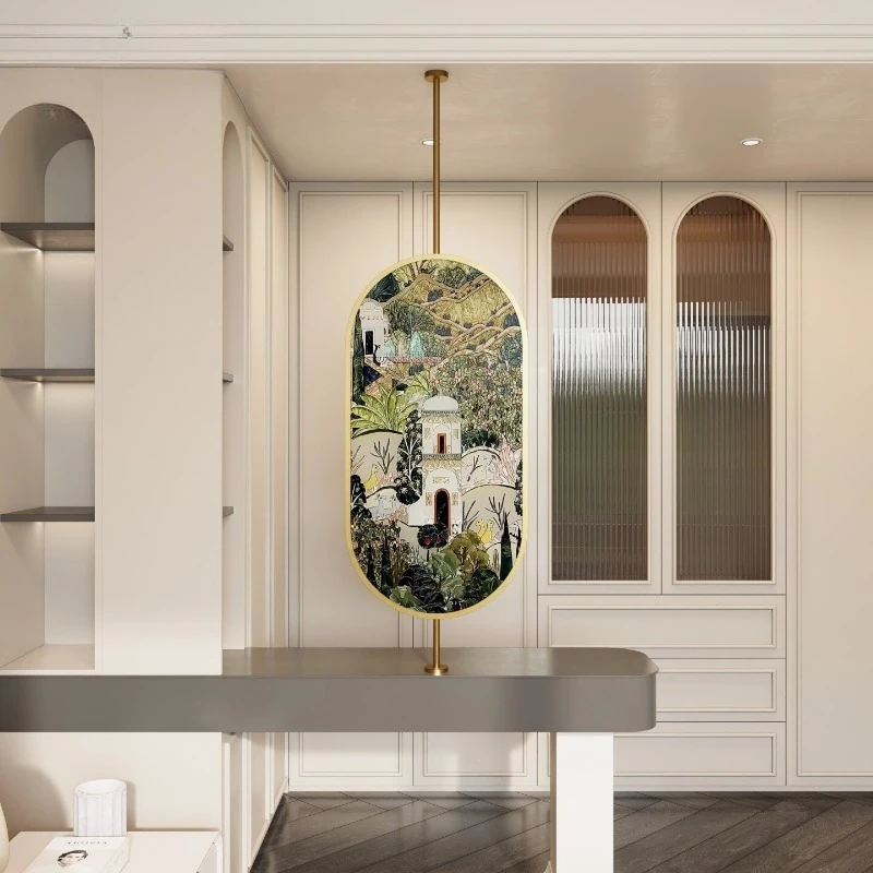 Enamel makeup mirror dresser mirror art glass partition hanging mirror