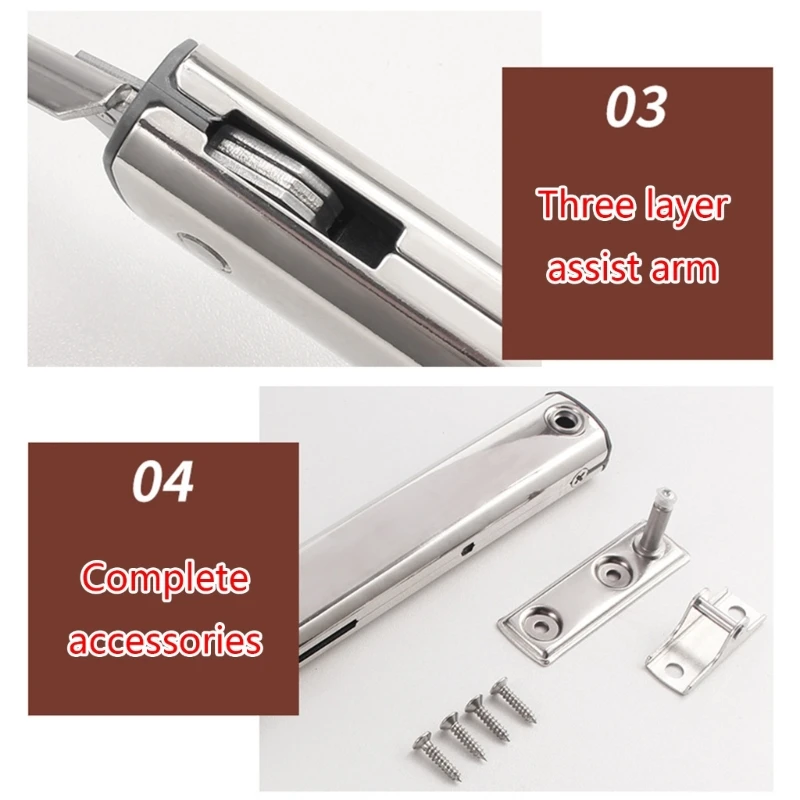 Upgraded Lid Support Hinge Lift Up Stay Buffer Damper Soft Close for Kitchen Cabinet Door Cupboard Simple Installation