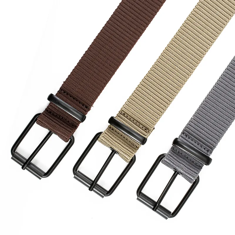 Heren Riem Rechthoekige Metalen Naaldgesp Outdoor Heren Sport Riem Naald Gesp Nylon Riem Ronde Staart Riem Voor Man