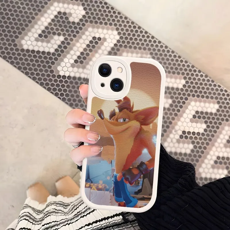 Cute Hot Game Crash Bandicoot Phone Case Silicone For IPhone 11 13 14 12 Pro Max Mini Xs X Xr 7 8 Plus SE2020 Leather Texture