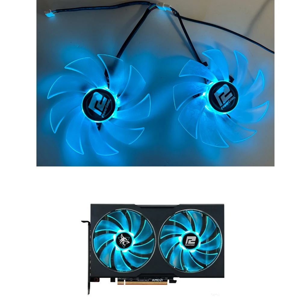 مروحة تبريد جديدة FD10015H12D 4PIN لـ Powercolor RX 6650 6600 XT 7600XT Hellhound بطاقة الرسومات مروحة بديلة GPU مروحة