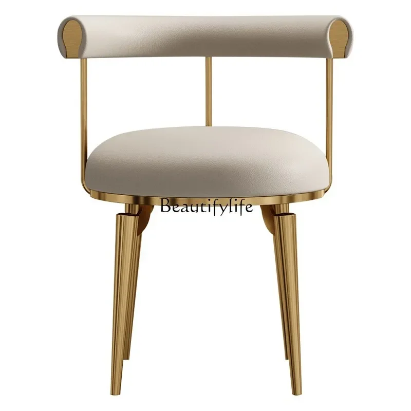 

lxLight Luxury Dining Chair Full Leather Post-Modern High-End Backrest Simple Italian Minimalist Chair