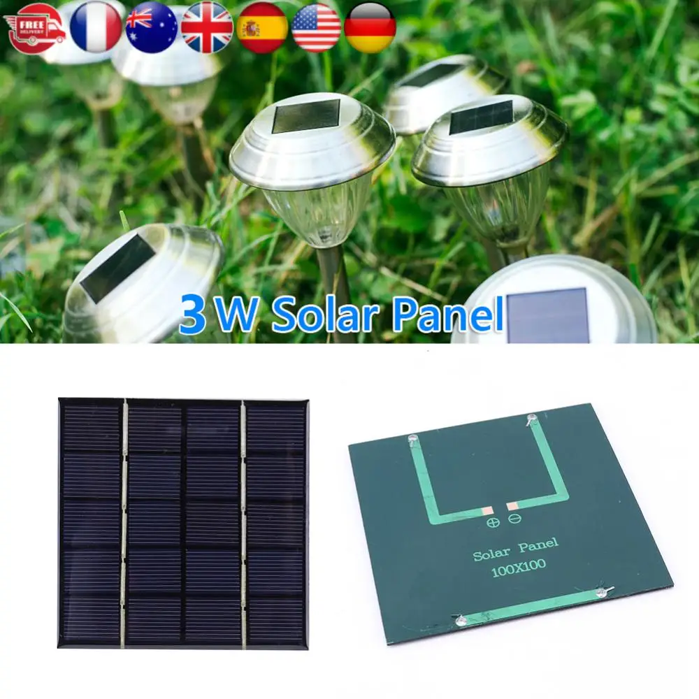

3W 5V Solar Cell Panel Solar Charging Panel Photovoltaic Cells for Solar Light for 3.7V Battery 3-5V Battery/Phone Charger