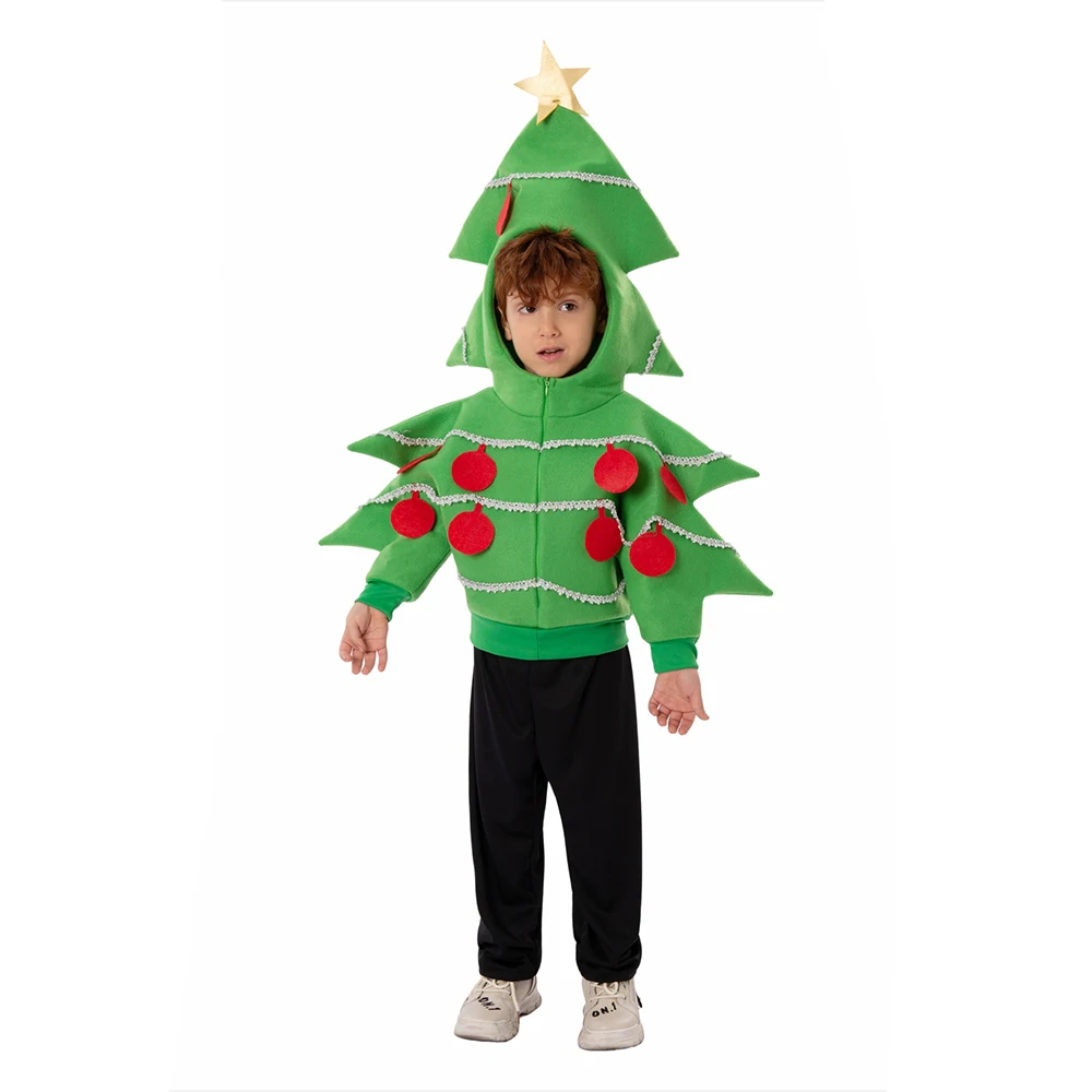 Child Christmas Tree Costume Christmas Themed DIY Outfit Coat for Boys Girls Fancy Dress Christmas Green Costume