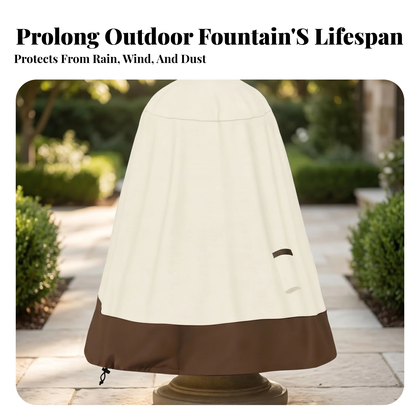 Stitch-Seamed Outdoor Protector Shielded Fountain Cover Rain and Wind Protection Fitted Fountain Cover Weatherproof