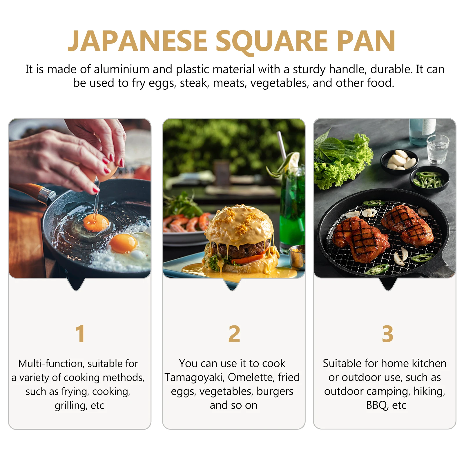 

Multi Functional Non-Stick Frying Square Shape Outdoor Camping Mini Pan For Eggs Omelette Tamagoyaki Burgers Japanese Style