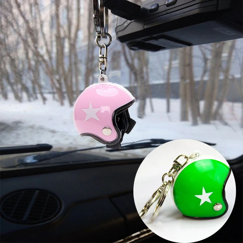 Creative Motorcycle Helmets Keychain for Women Men Plastic Safety Helmet Keyrings Bags Pendant Car Key Chains Holder Jewelry