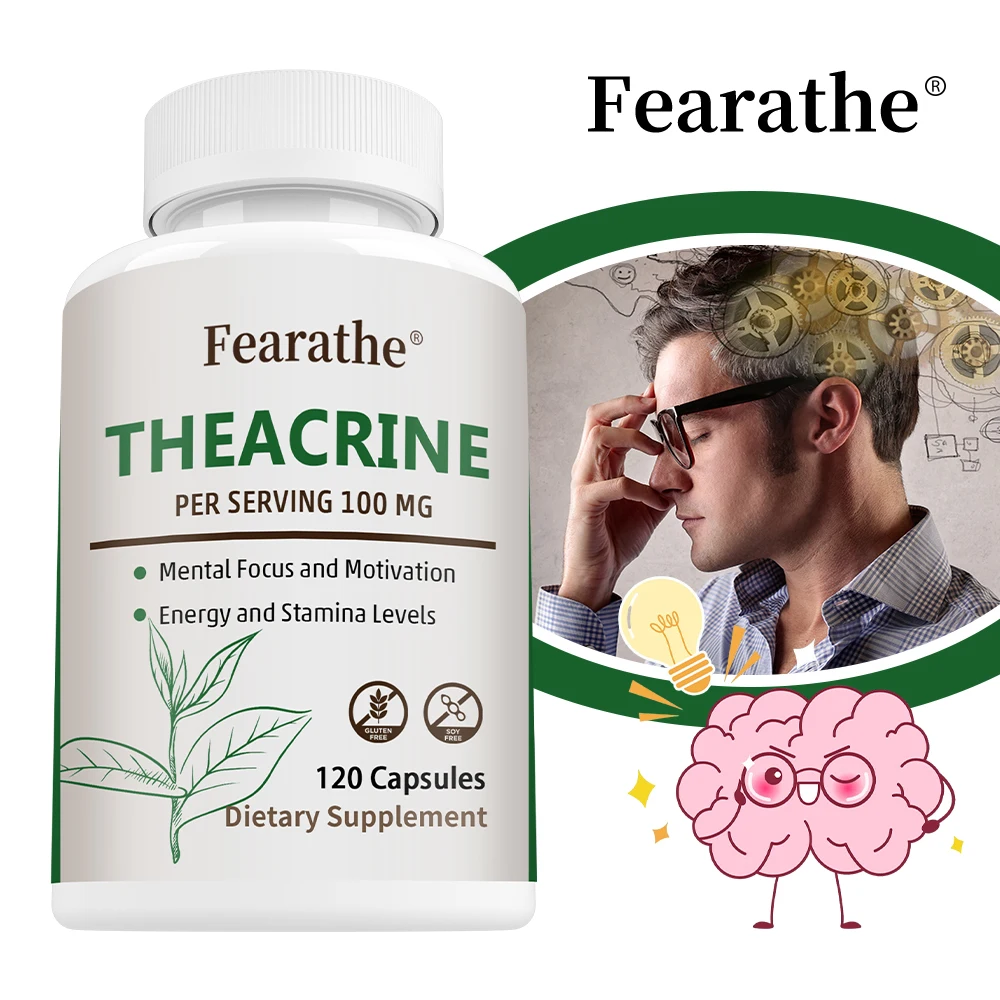 

Teacrine 100 Mg, 120 Capsules - Energy and Focus Supplement, Non-GMO, Gluten-Free