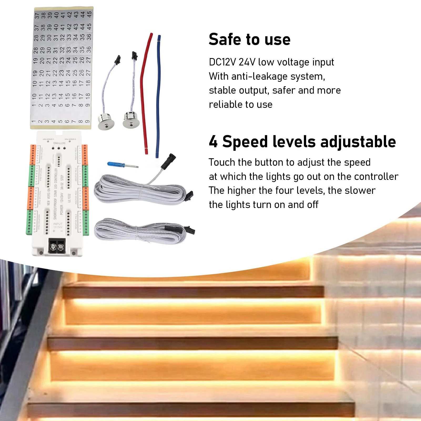 Motion Sensor LED Stair Light Controller Intelligent Automatic Cascaded Staircase Ladder Step Light Controller for Stairway Ligh