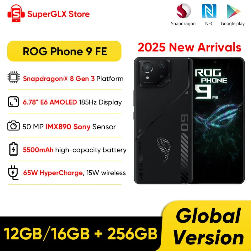

2025 New ASUS ROG Phone 9 FE 5G Gaming Phone Snapdragon 8 Gen 3 6.78" 185Hz E6 AMOLED Display 50MP Sony IMX890 65W HyperCharge