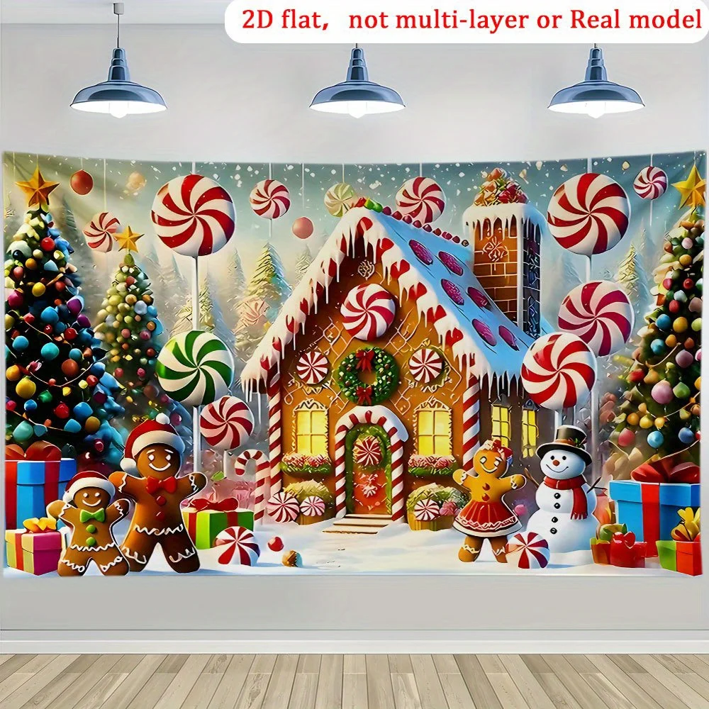 

1, большой фон для рождественской вечеринки с карандашом - праздничный пряничный домик с принтом высокой четкости, рождественские украшения