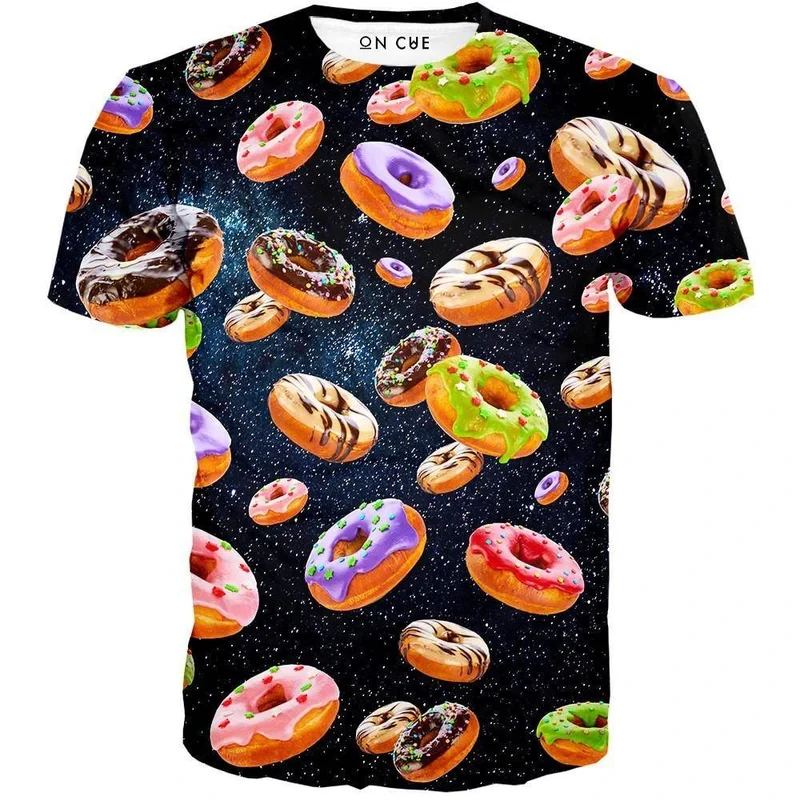 All Over Printed Donuts Pattern T-shirt For Kid Men's Clothing Funny Leisure Short Sleeve Tee Shirt Harajuku Street Food Tee