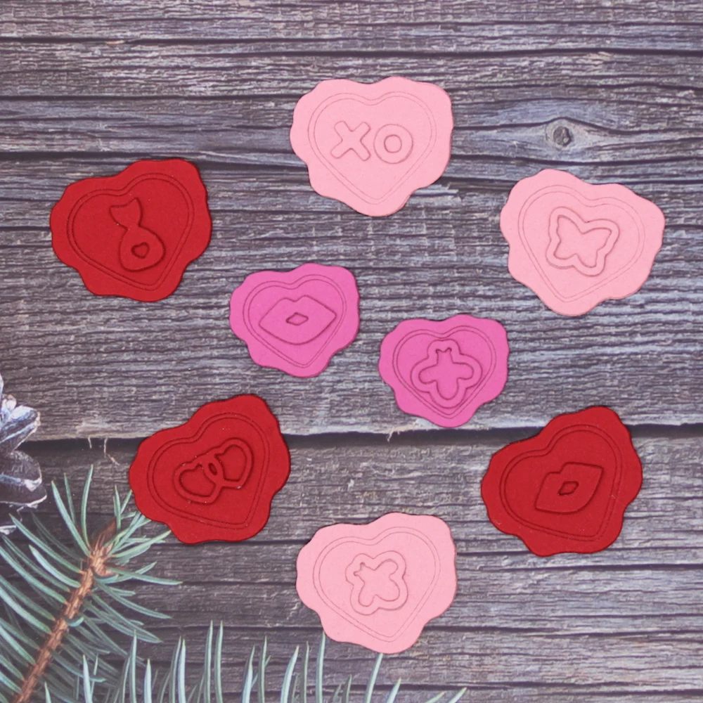 KSCRAFT Valentine Heart Wax Seals Metal Cutting Dies Stencils for DIY Scrapbooking Decorative Embossing DIY Paper Cards