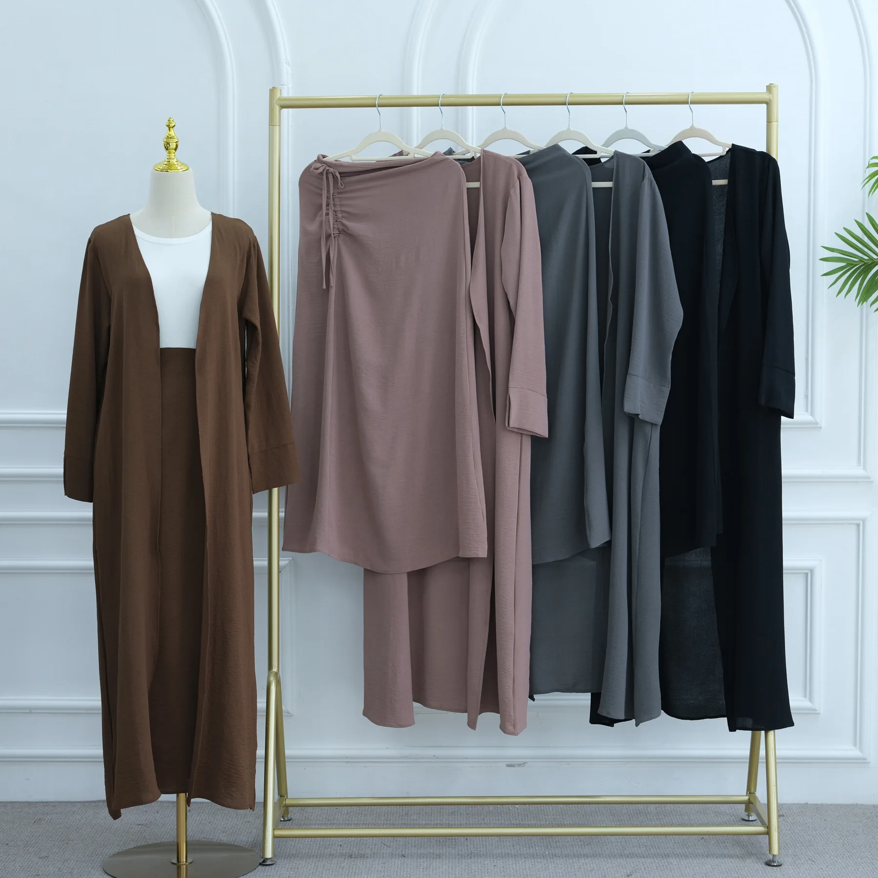 Eid femmes Abaya jupes ensemble 2 pièces Cardigan Robe musulmane Ramadan Abayas arabe longue Robe maroc caftan Femme Musulmane Ensembles