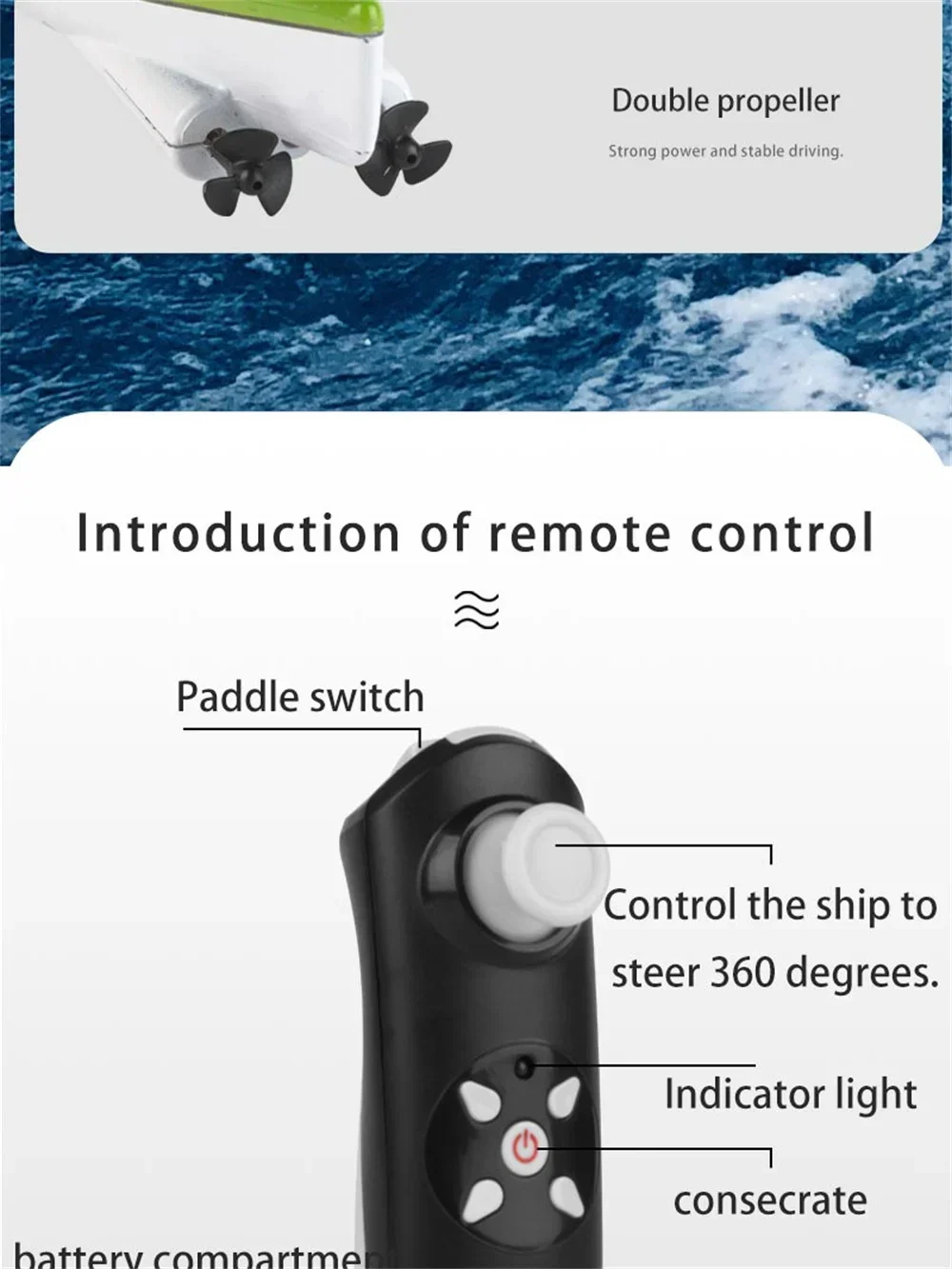 Barco de Control remoto para remo, Kayak de carreras, remo de agua con luz, alta y baja velocidad, modo Dual, juguetes eléctricos de competición para niños
