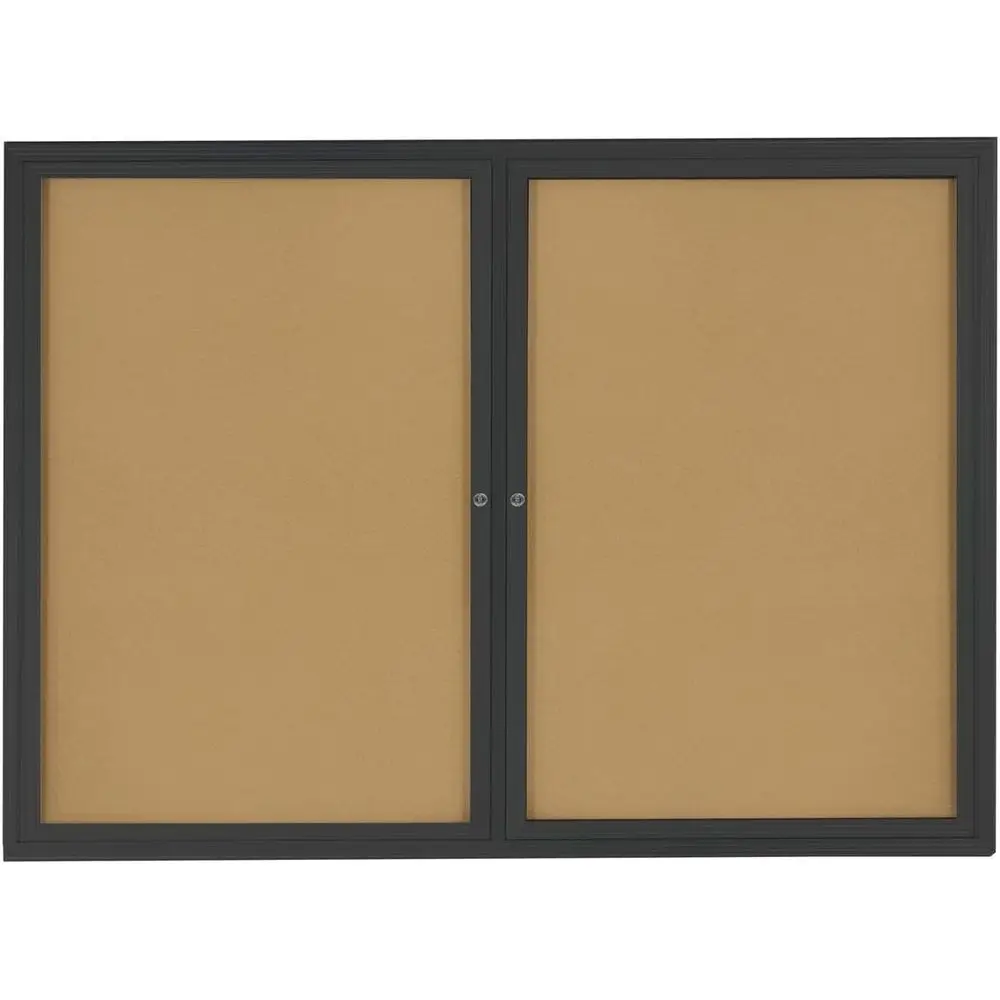 

Доска-диспенсер для заметок 48 x 36 дюймов, с открывающейся дверцей, для настенного крепления, черная рамка, натуральная пробка