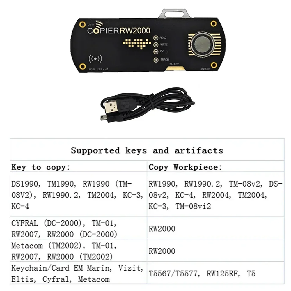 RFID Duplicator Copiers TM RW1990 Copier Reader  TM1990 ibutton DS-1990A I-Button Copy 125khz T5577 EM4305 EM4100 Keys Tag Cards