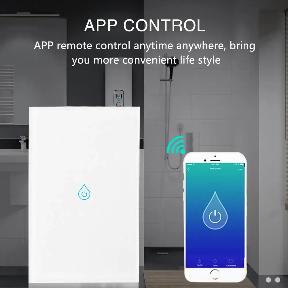 Wifi Tuya Smart Water Heater Wall Boiler Switch 40A Glass Touch Panel Voice Remote Control Alexa Google Home Automation House