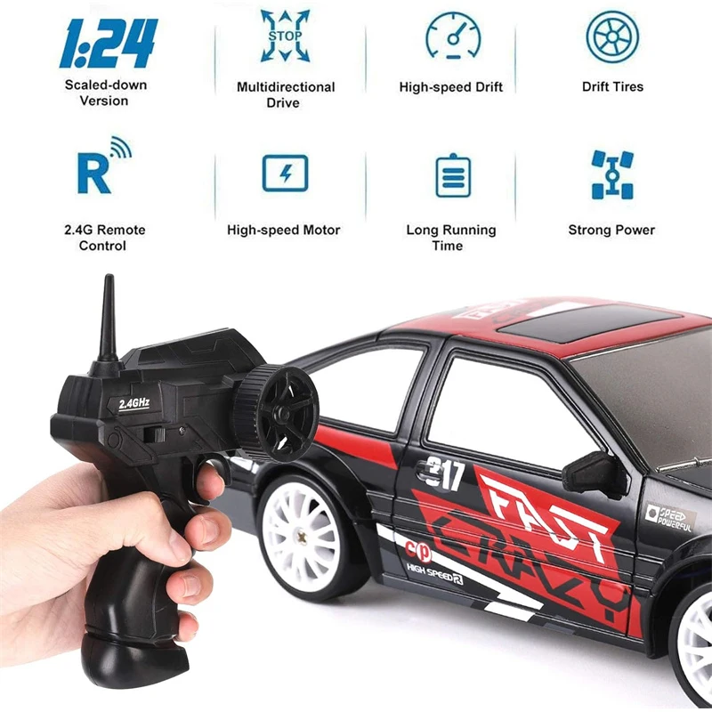 SC24 1/24 4WD RC高速ドリフトカー ラジコンレーシングカー 競技用レーシングカー 4x4 RCトラック 車両 おもちゃ 子供 男の子 ギフト