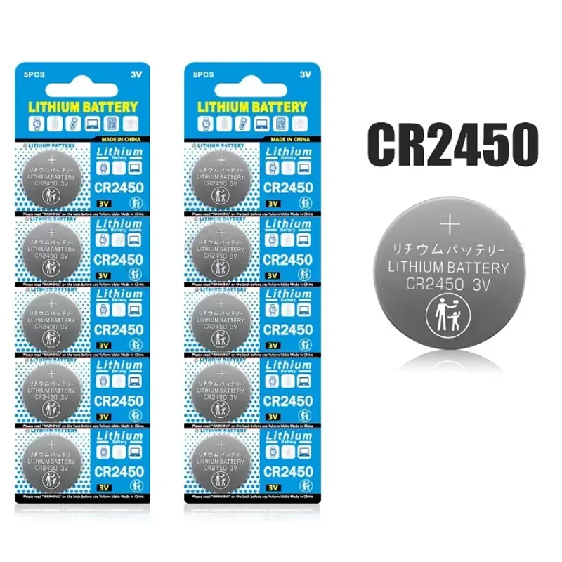 CR2450 3V Lithium Battery CR 2450 DL2450 BR2450 LM2450 KCR5029 for Toy Car Key Remote Control Watch LED Light Button Coin Cells