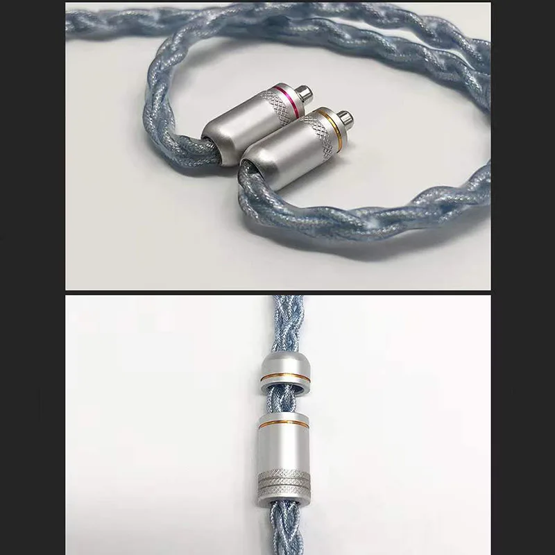 كابل سماعة رأس من رقائق الفضة ، إضاءة ميكروفون ، DIY ، 8 Core ، 2Pin ، A2DC ، QDC ، IE80 ، MMCX ، ، للي ،