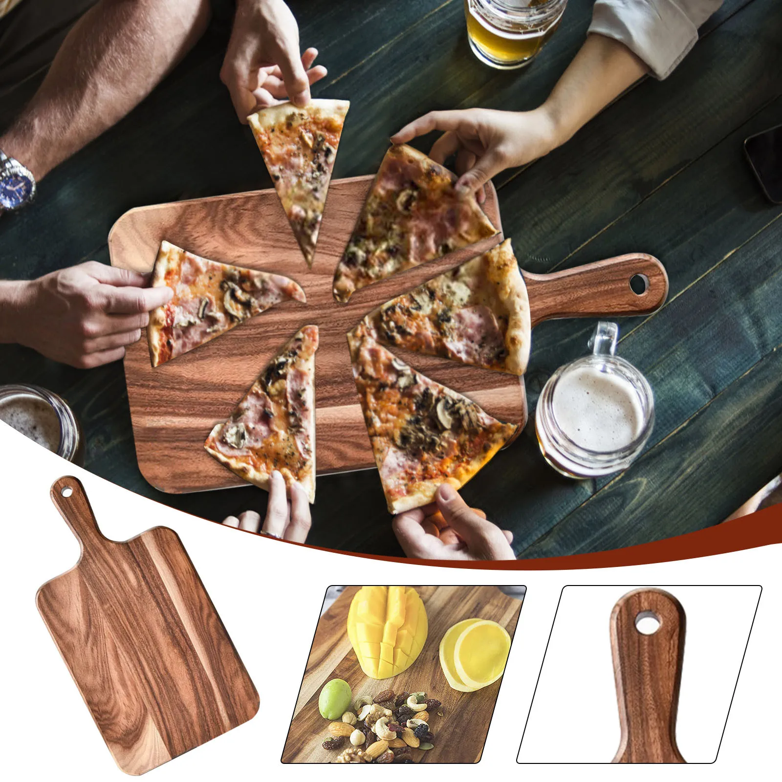 Wood Cutting Board Kitchen Cutting Board For Meat Cheese Breadvegetables Fruits-Charcuterie Cheese Board With Handle 2024 Home