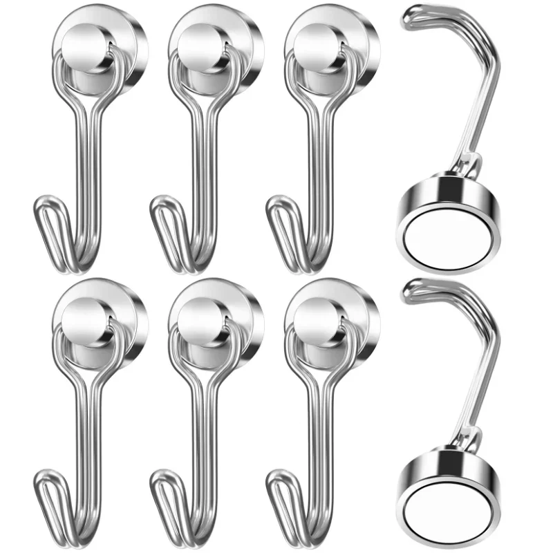 Magnetic Hooks Heavy Duty Magnets Hook 30LB Strong Neodymium Magnet with Swivel Hooks for Home Kitchen Refrigerator Wreath Keys