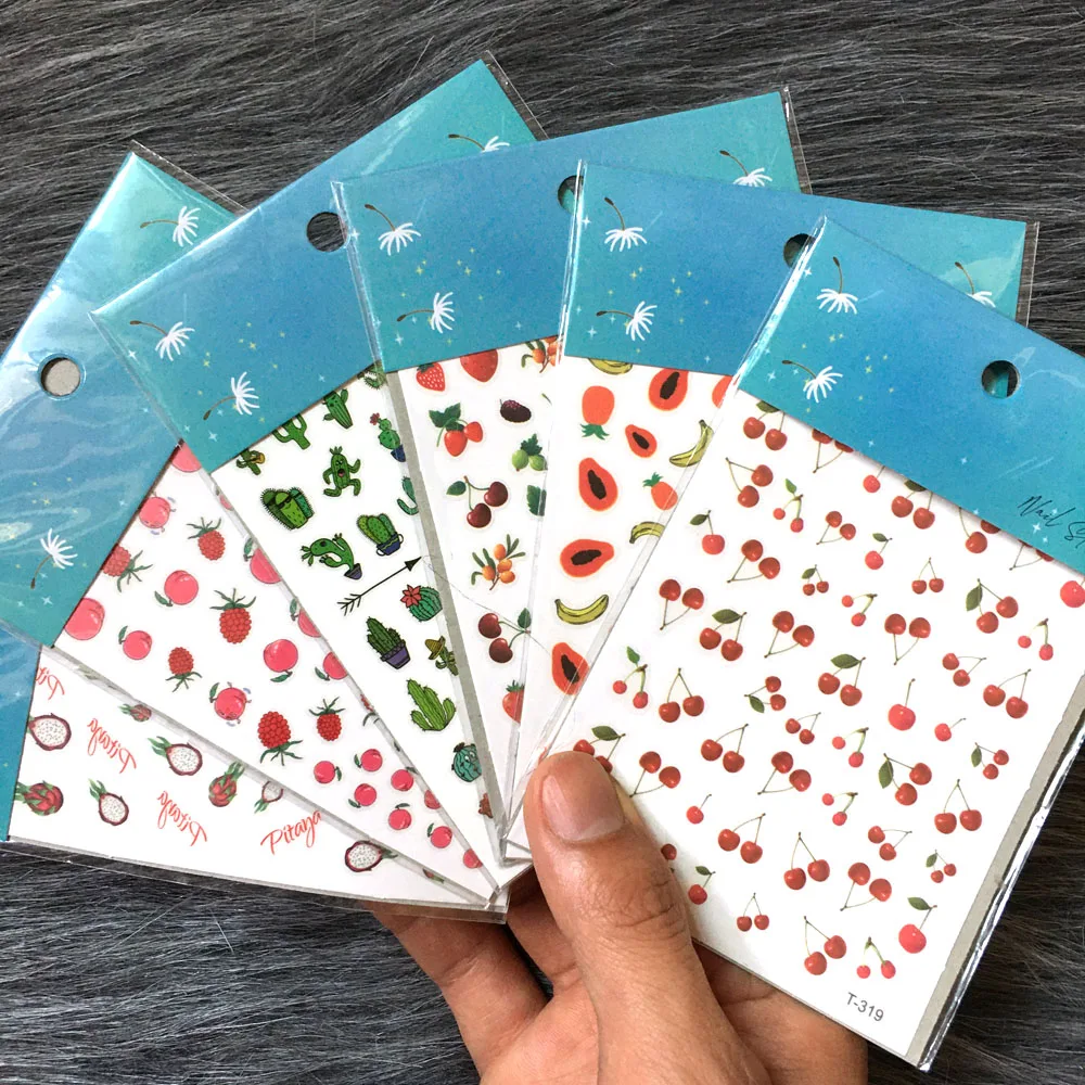 

3D Fruit Stickers Self-Adhesive Watermelon Lemon Strawberry Cherry Peach Banana Pineapple Design Manicure Slider Nail Art Decals