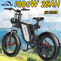 GUNAI Electric Ebikes 1000W Brushless Motor 20 Inch Fat Tire Adult 7 speed 48V 25Ah Battery Off-Road Mountain Bicycle EU Stock