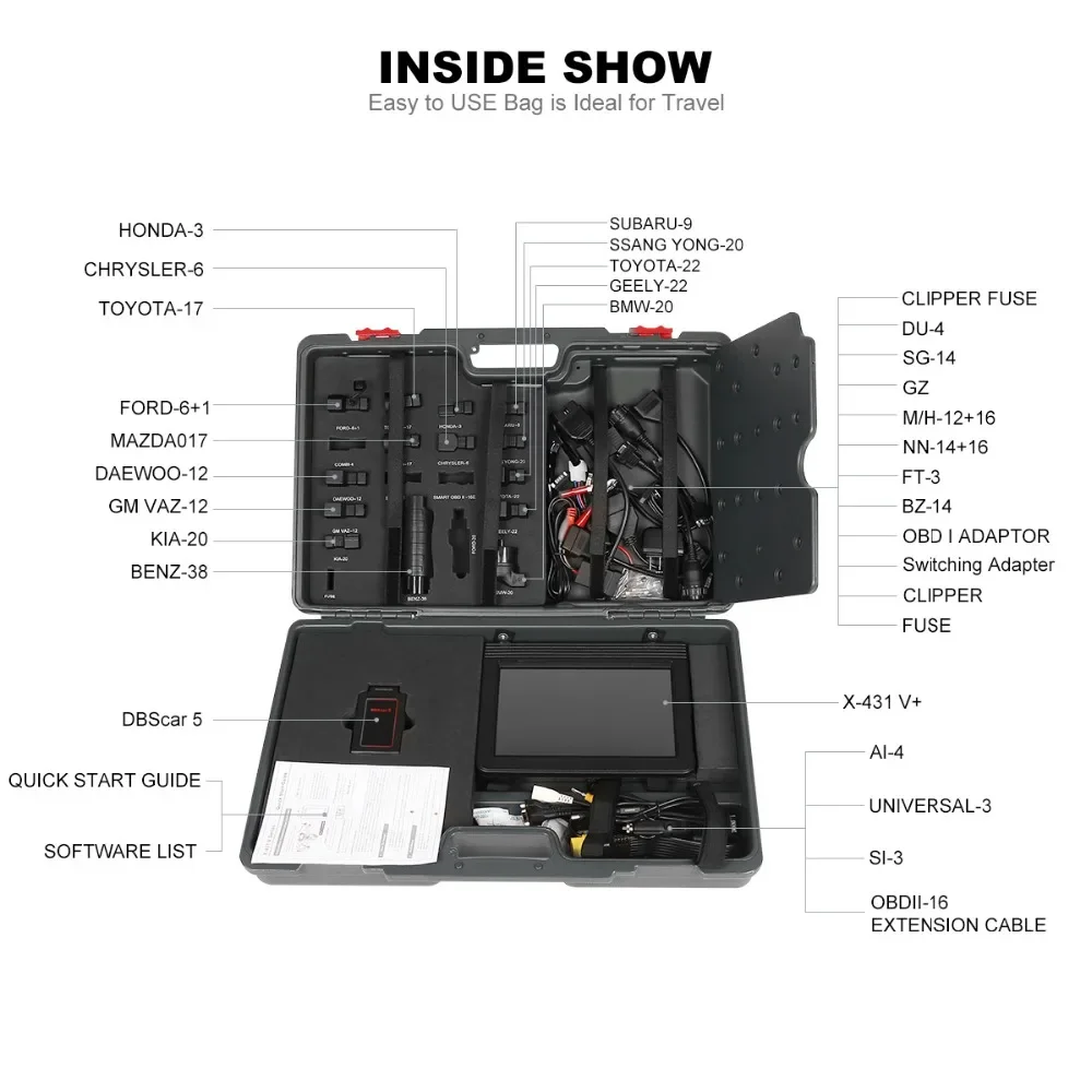 Launch X431 V+ Full System Diagnostic OBD2 Scan Tool Wifi/BT and Complete Accessories Set