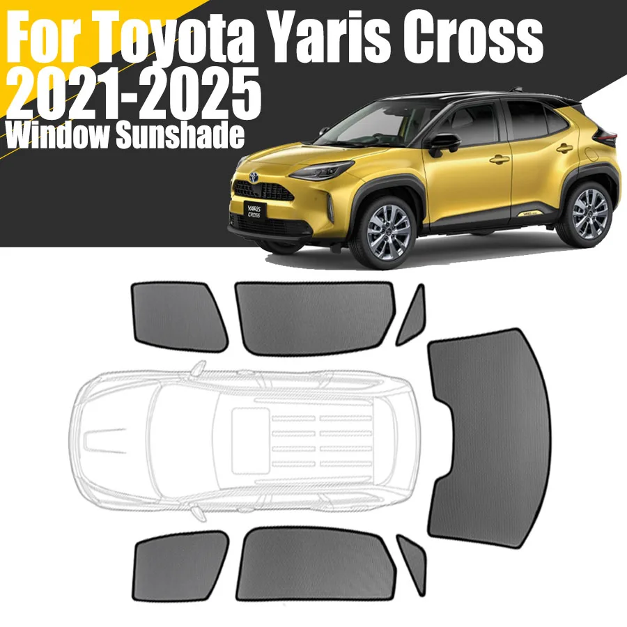 Custom Magnetic Car Window Sunshade For Toyota Yaris Cross 2021 - 2025 Curtain Mesh Front Windshield 2022 2023 2024