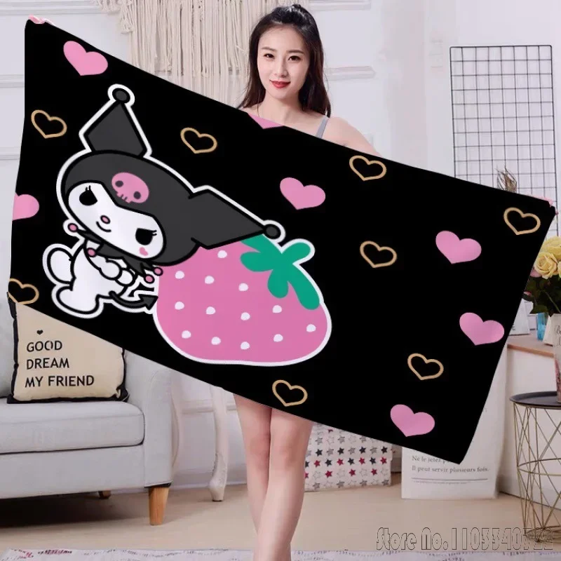 Cartoon Sanrio series Bath Towels Microfiber Beach Swimming Towel Decor for Kids Gift 75x150cm