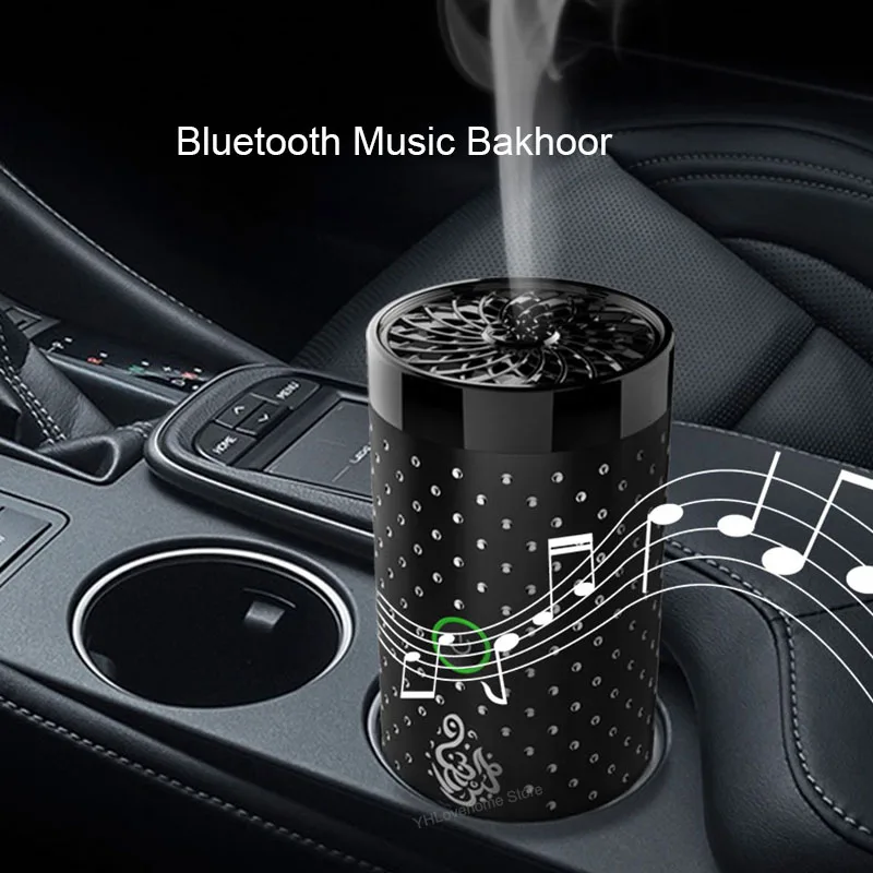 Arabic Electric Car Incense Burner Smart Usb Power Bakhoor Metal Mubkhar Mini Aroma Diffuser Music Car Censer With Bluetooth