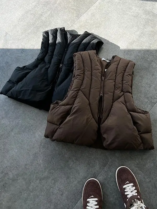 

Vests Waistcoats Thick Womens Double Breasted With Chair Spring Patchwork Cropped Preppy Youthful Cleanfit Sleeveless Officewear