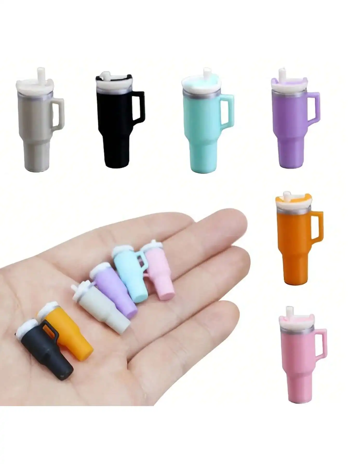 Mini garrafa térmica para casa de bonecas, 3 peças, com canudo: copo de plástico simulado em escala 1/12, modelo de decoração diy para cozinha
