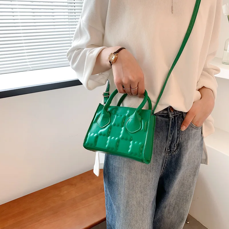 New Solid Small Handbags Designer Women Shoulder Bag Pu Leather Square Crossbody Top Handle Bags